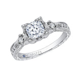 Cushion Cut Diamond Vintage Engagement Ring in 14K White Gold (Semi-Mount)