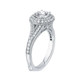 Split Shank Oval Cut Diamond Double Halo Engagement Ring in 14K White Gold (Semi-Mount)
