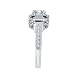 Round Diamond and Sapphire Engagement Ring in 14K White Gold (Semi-Mount)