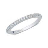 Euro Shank Round Diamond Wedding Band in 14K White Gold