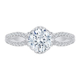 Split Shank Round Diamond Engagement Ring in 14K White Gold (Semi-Mount)