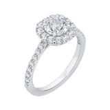 Round Diamond Halo Engagement Ring in 14K White Gold (Semi-Mount)