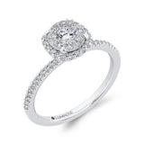 Round Diamond Halo Engagement Ring in 14K White Gold