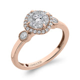 Round Diamond Halo Engagement Ring in 14K Two Tone Gold