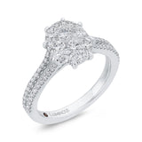 Split Shank Round Diamond Engagement Ring in 14K White Gold