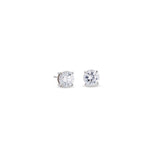 Platinum finish sterling silver prong set round simulated diamond earrings approx. 1cttw