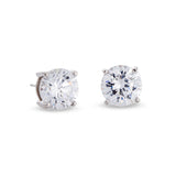 Platinum finish sterling silver prong set round simulated diamond earrings approx. 4cttw