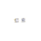Gold finish sterling silver prong set round simulated diamond earrings approx. 1cttw