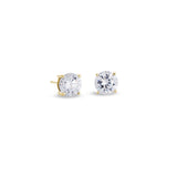Gold finish sterling silver prong set round simulated diamond earrings approx. 2cttw