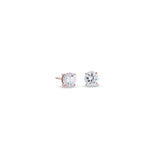 Rose gold finish sterling silver prong set round simulated diamond earrings approx. 1/2cttw - rd 4.00mm