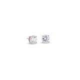Rose gold finish sterling silver prong set round simulated diamond earrings approx. 1cttw