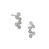 Platinum finish sterling silver micropave bubbles earrings with simulated diamonds