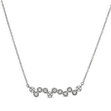 Platinum finish sterling silver micropave bubbles pendant with simulated diamonds on 16-18 adjustable chain