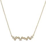 Gold finish sterling silver micropave bubbles pendant with simulated diamonds on 16-18 adjustable chain