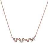 Rose gold finish sterling silver micropave bubbles pendant with simulated diamonds on 16-18 adjustable chain