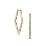 Gold finish sterling silver micropave diamond shape hoop earrings with simulated diamonds