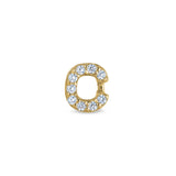 Gold Finish Sterling Silver Micropave C Initial Charm with Simulated Diamonds