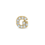 Gold Finish Sterling Silver Micropave G Initial Charm with Simulated Diamonds