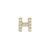 Gold Finish Sterling Silver Micropave H Initial Charm with Simulated Diamonds