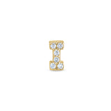 Gold Finish Sterling Silver Micropave I Initial Charm with Simulated Diamonds