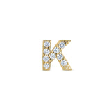 Gold Finish Sterling Silver Micropave K Initial Charm with Simulated Diamonds