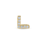 Gold Finish Sterling Silver Micropave L Initial Charm with Simulated Diamonds