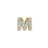 Gold Finish Sterling Silver Micropave M Initial Charm with Simulated Diamonds