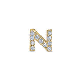 Gold Finish Sterling Silver Micropave N Initial Charm with Simulated Diamonds