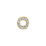 Gold Finish Sterling Silver Micropave O Initial Charm with Simulated Diamonds