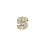 Gold Finish Sterling Silver Micropave S Initial Charm with Simulated Diamonds