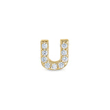 Gold Finish Sterling Silver Micropave U Initial Charm with Simulated Diamonds