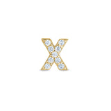 Gold Finish Sterling Silver Micropave X Initial Charm with Simulated Diamonds