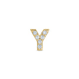 Gold Finish Sterling Silver Micropave Y Initial Charm with Simulated Diamonds