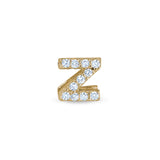 Gold Finish Sterling Silver Micropave Z Initial Charm with Simulated Diamonds