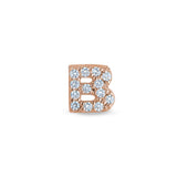 Rose Gold Finish Sterling Silver Micropave B Initial Charm with Simulated Diamonds