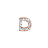 Rose Gold Finish Sterling Silver Micropave D Initial Charm with Simulated Diamonds