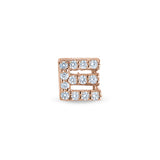 Rose Gold Finish Sterling Silver Micropave E Initial Charm with Simulated Diamonds