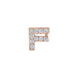 Rose Gold Finish Sterling Silver Micropave F Initial Charm with Simulated Diamonds