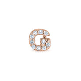 Rose Gold Finish Sterling Silver Micropave G Initial Charm with Simulated Diamonds
