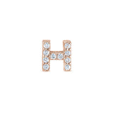 Rose Gold Finish Sterling Silver Micropave H Initial Charm with Simulated Diamonds