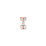 Rose Gold Finish Sterling Silver Micropave I Initial Charm with Simulated Diamonds