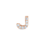 Rose Gold Finish Sterling Silver Micropave J Initial Charm with Simulated Diamonds