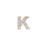 Rose Gold Finish Sterling Silver Micropave K Initial Charm with Simulated Diamonds