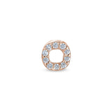 Rose Gold Finish Sterling Silver Micropave O Initial Charm with Simulated Diamonds