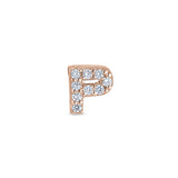 Rose Gold Finish Sterling Silver Micropave P Initial Charm with Simulated Diamonds