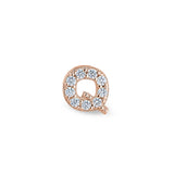 Rose Gold Finish Sterling Silver Micropave Q Initial Charm with Simulated Diamonds
