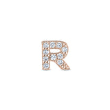 Rose Gold Finish Sterling Silver Micropave R Initial Charm with Simulated Diamonds