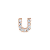 Rose Gold Finish Sterling Silver Micropave U Initial Charm with Simulated Diamonds
