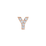 Rose Gold Finish Sterling Silver Micropave Y Initial Charm with Simulated Diamonds
