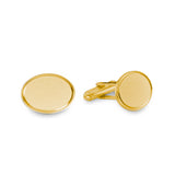Gold Finish Oval Cufflinks with Etched Border
